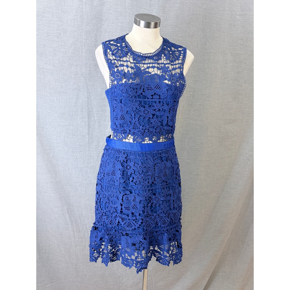 Romeo + Juliet Couture Royal Blue Guipure Lace Illusion Cutout‎ Dress Women's M